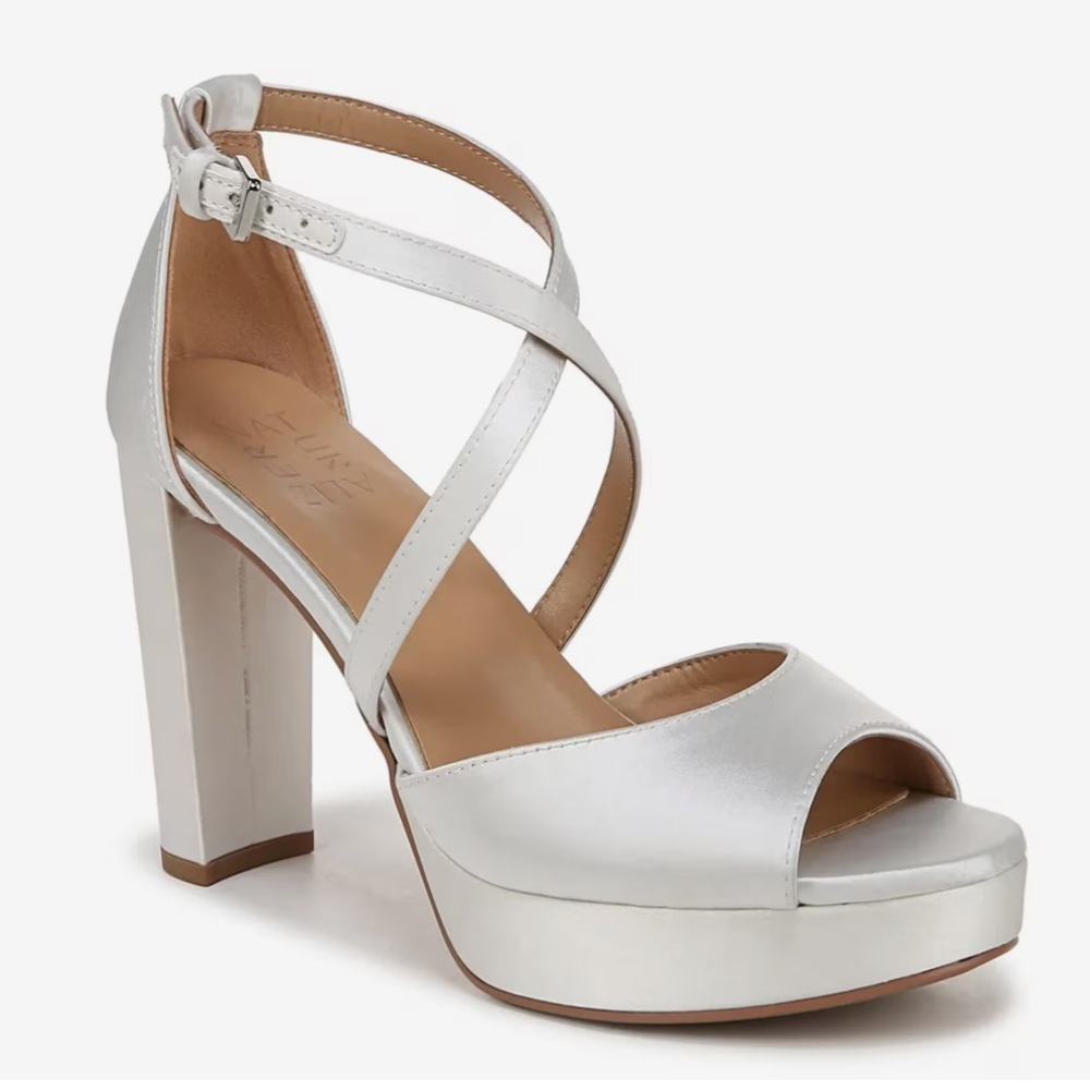 Naturalizer Pearl White Strappy Platform Heels